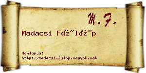 Madacsi Fülöp névjegykártya